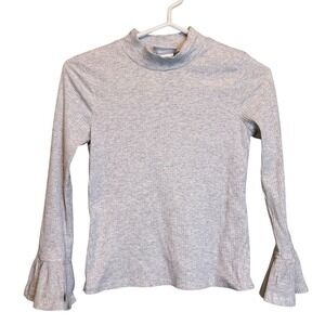 Bonnie Jean Girls Size 16 Heather Grey Ribbed Mock Neck Bell Sleeve Top